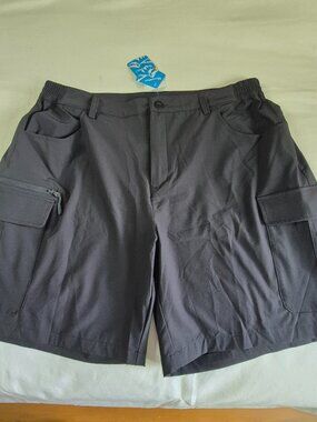 MagcoMsen Shorts Mens Black Cargo Elastic Waist Hiking, Size XL, NWT